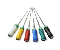 Endodontic root canal products featuring colorful precision-engineered endodontic files for clinical use.