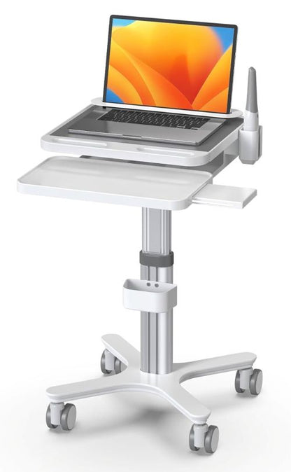 Mobile Dental Workstation Cart – Height Adjustable with Oral Scanner Holder &amp; Laptop Tray