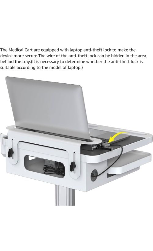 Mobile Dental Workstation Cart – Height Adjustable with Oral Scanner Holder &amp; Laptop Tray