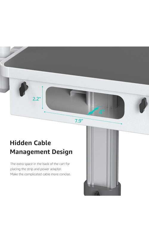 Mobile Dental Workstation Cart – Height Adjustable with Oral Scanner Holder &amp; Laptop Tray